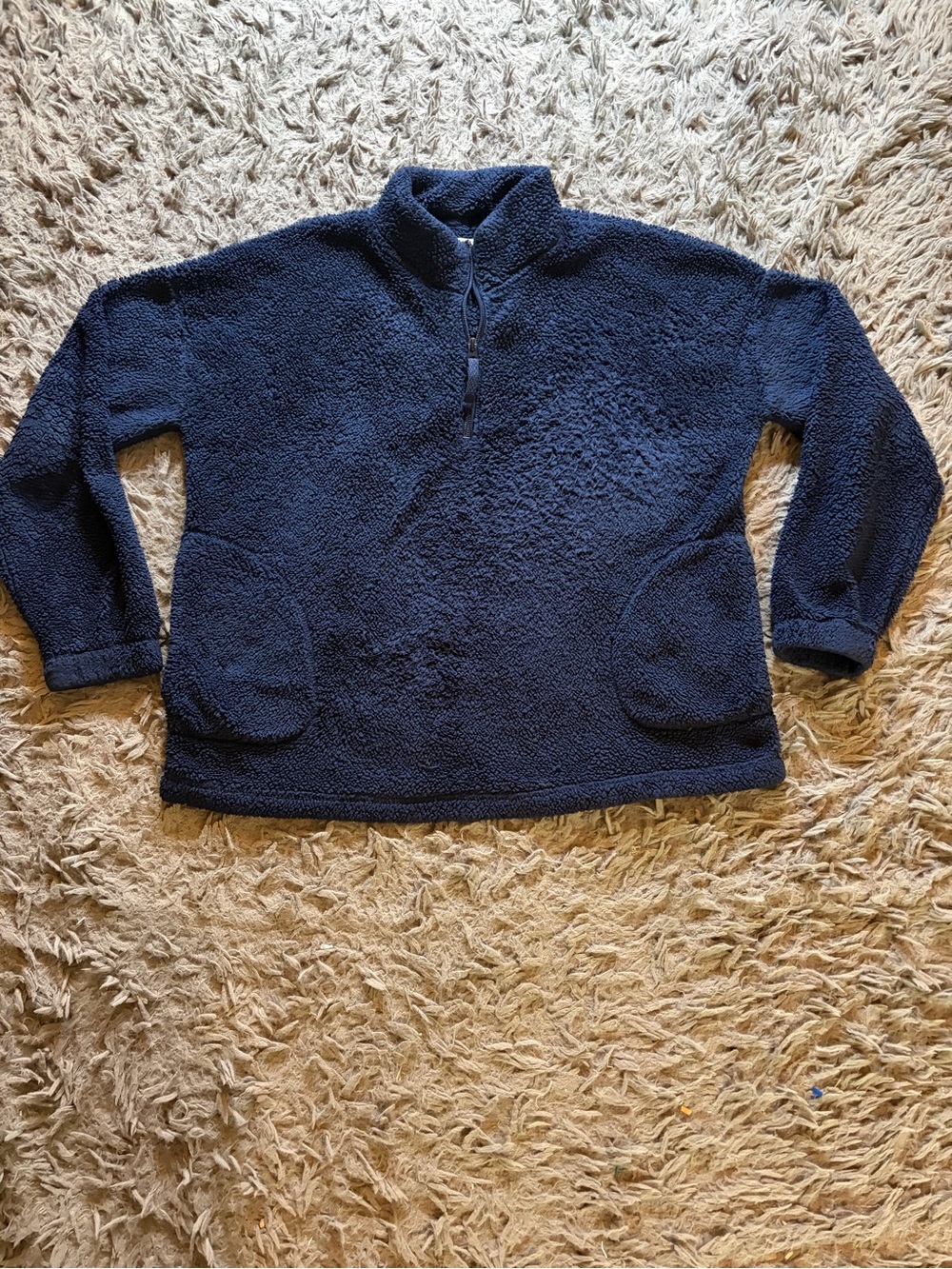 Dark blue Cuddl Duds comfy fall 1/4 zip sherpa/fleece teddy jacket sz S